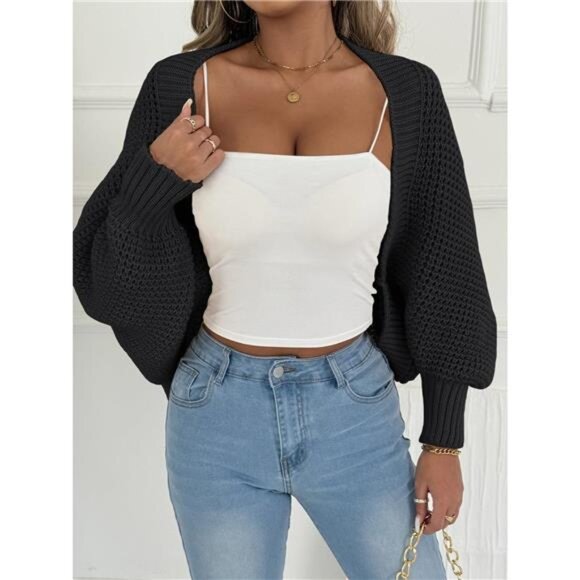 Open Front Batwing Sleeve Cardigan - Picture 4 of 15